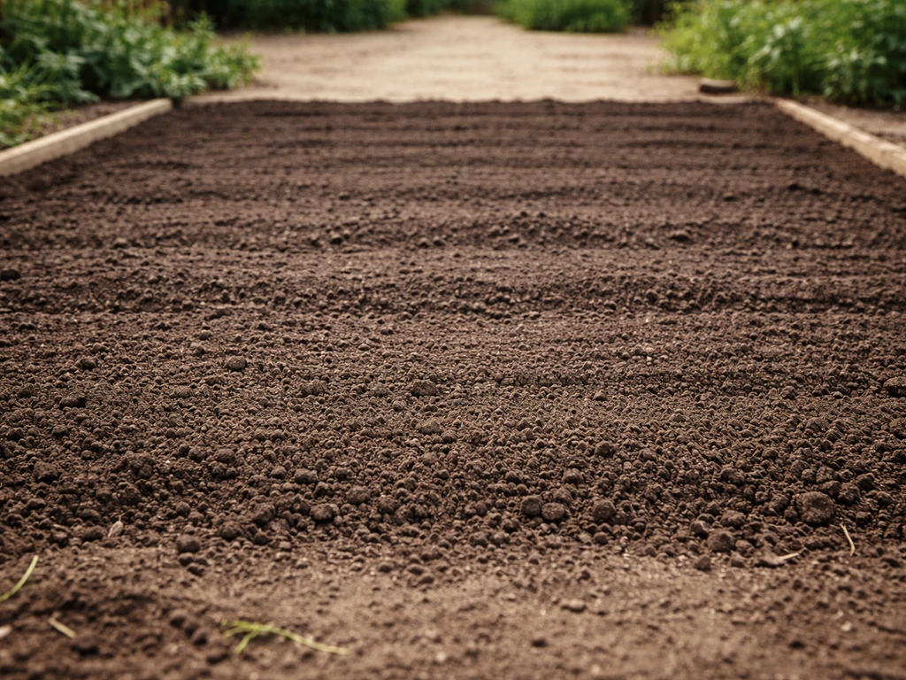 Jardin avec sol désherbé et terre finement préparée, binage léger avant plantation des godets