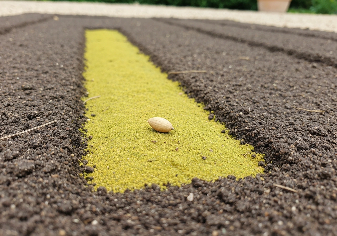 Pelouse jaune-vert et brin qui se relève mal, au ras du sol sur une pelouse avant traitement.