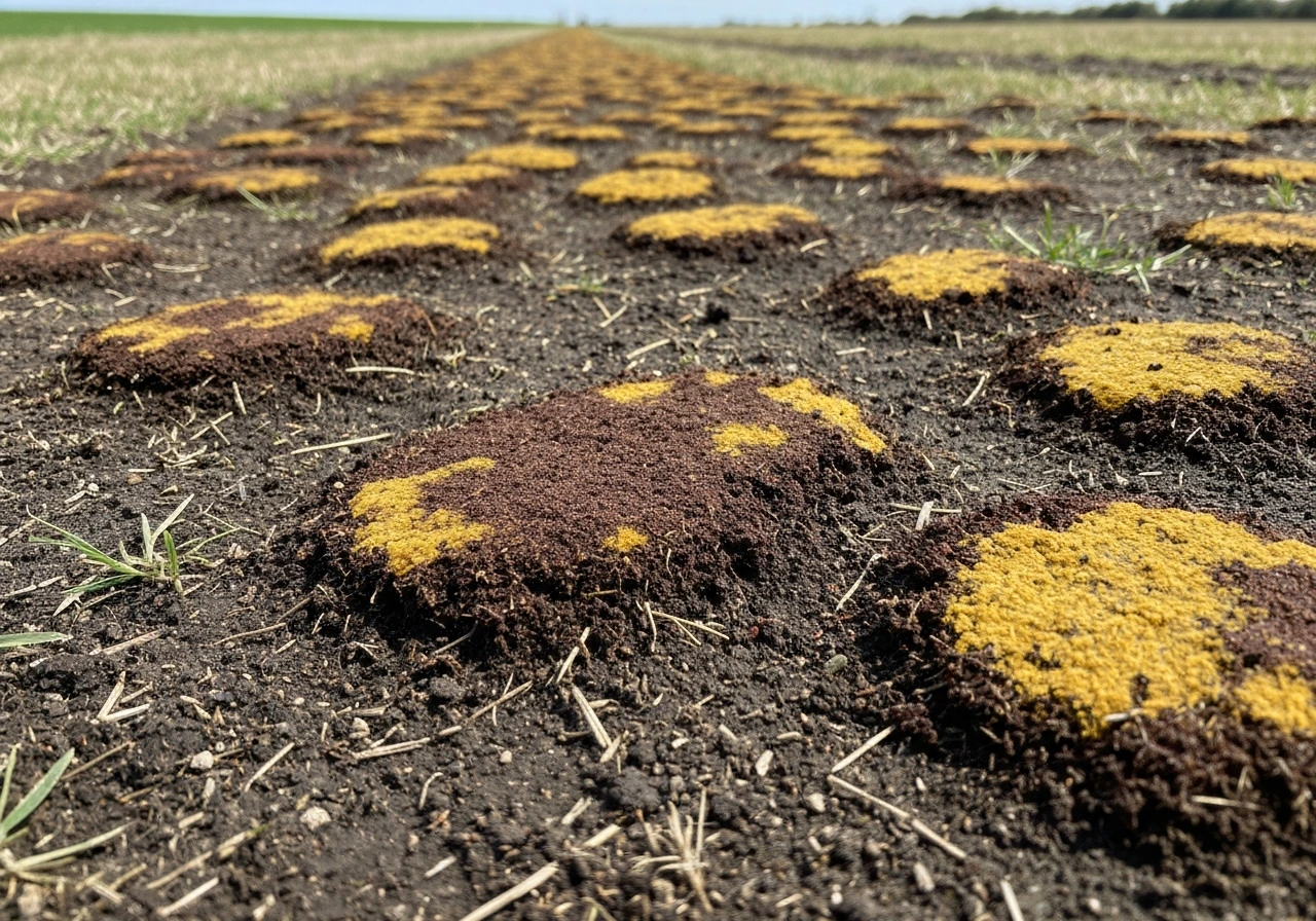Gros plan sur des brins d’herbe jaunis et brunis, taches irrégulières évocatrices d’anthracnose